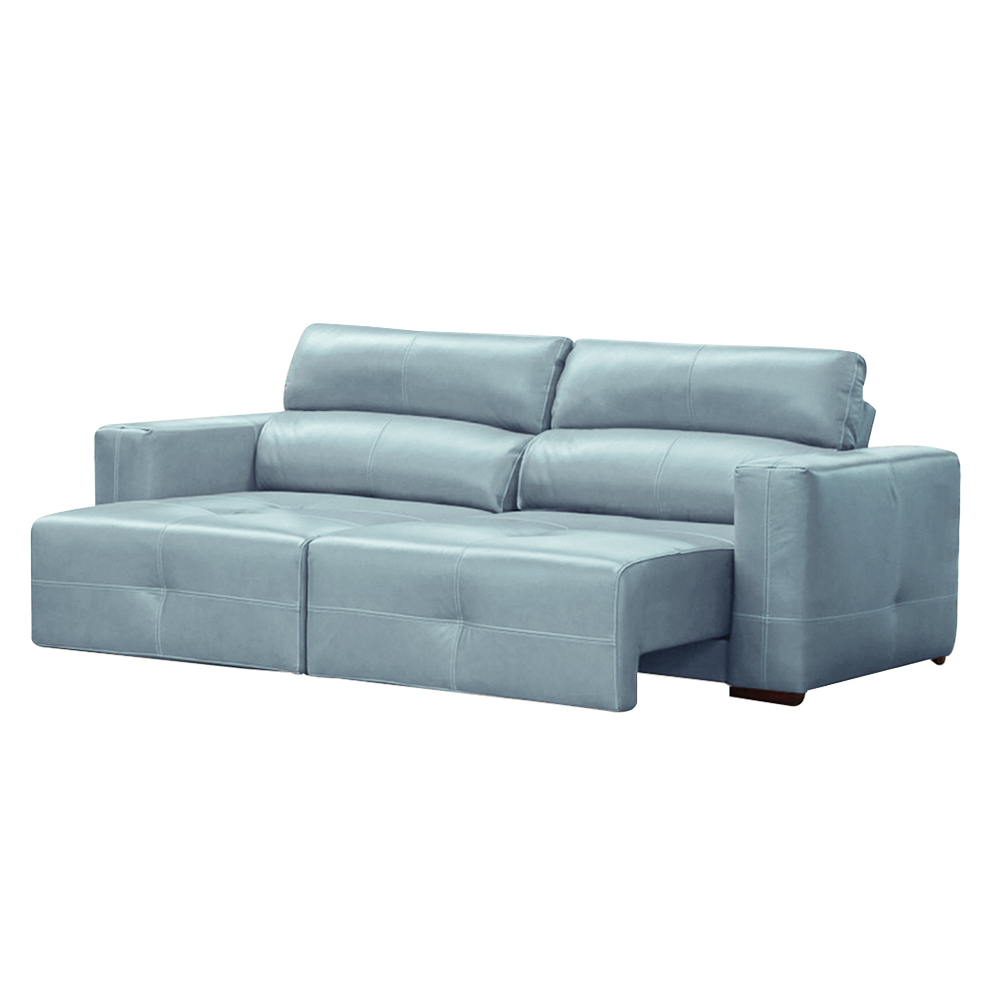 Sofá Decorativo Monica 3 Lugares Sala de estar 252cm Reclinável e Retrátil Couro Azul Celeste G40 - Gran Belo