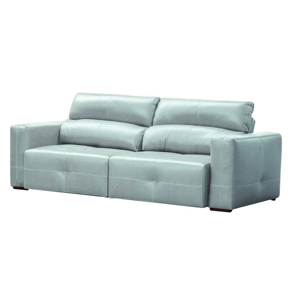 Sofá Decorativo Monica 3 Lugares Sala de estar 252cm Reclinável e Retrátil Couro Azul Claro G40 - Gran Belo