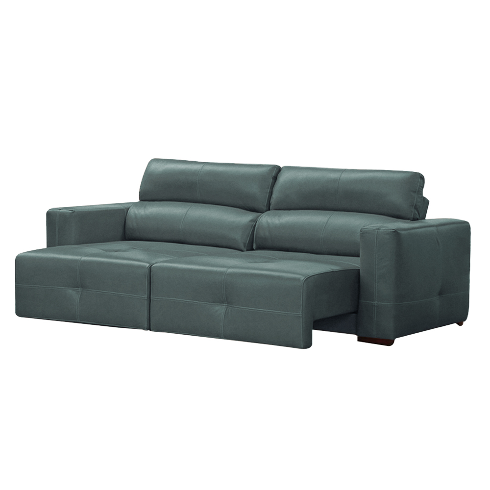 Sofá Decorativo Monica 3 Lugares Sala de estar 252cm Reclinável e Retrátil Couro Azul Majestic G40 - Gran Belo