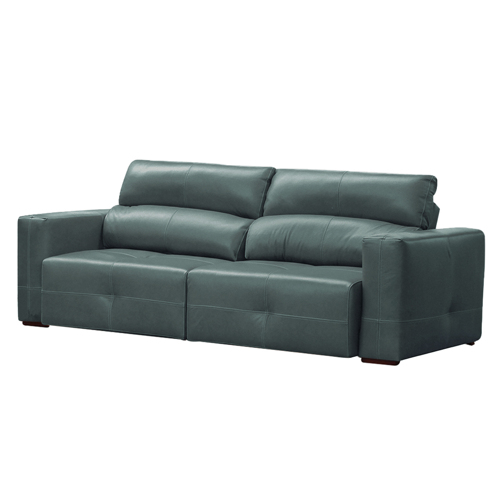 Sofá Decorativo Monica 3 Lugares Sala de estar 252cm Reclinável e Retrátil Couro Azul Majestic G40 - Gran Belo