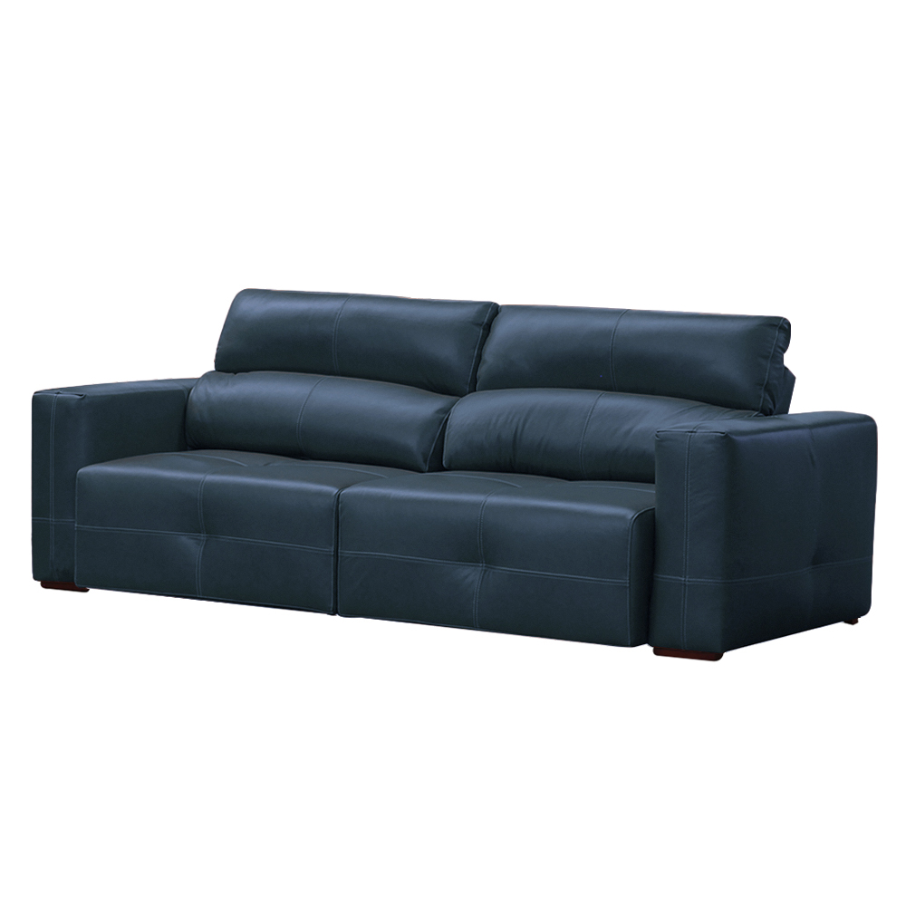 Sofá Decorativo Monica 3 Lugares Sala de estar 252cm Reclinável e Retrátil Couro Azul Marinho Brilho G40 - Gran Belo
