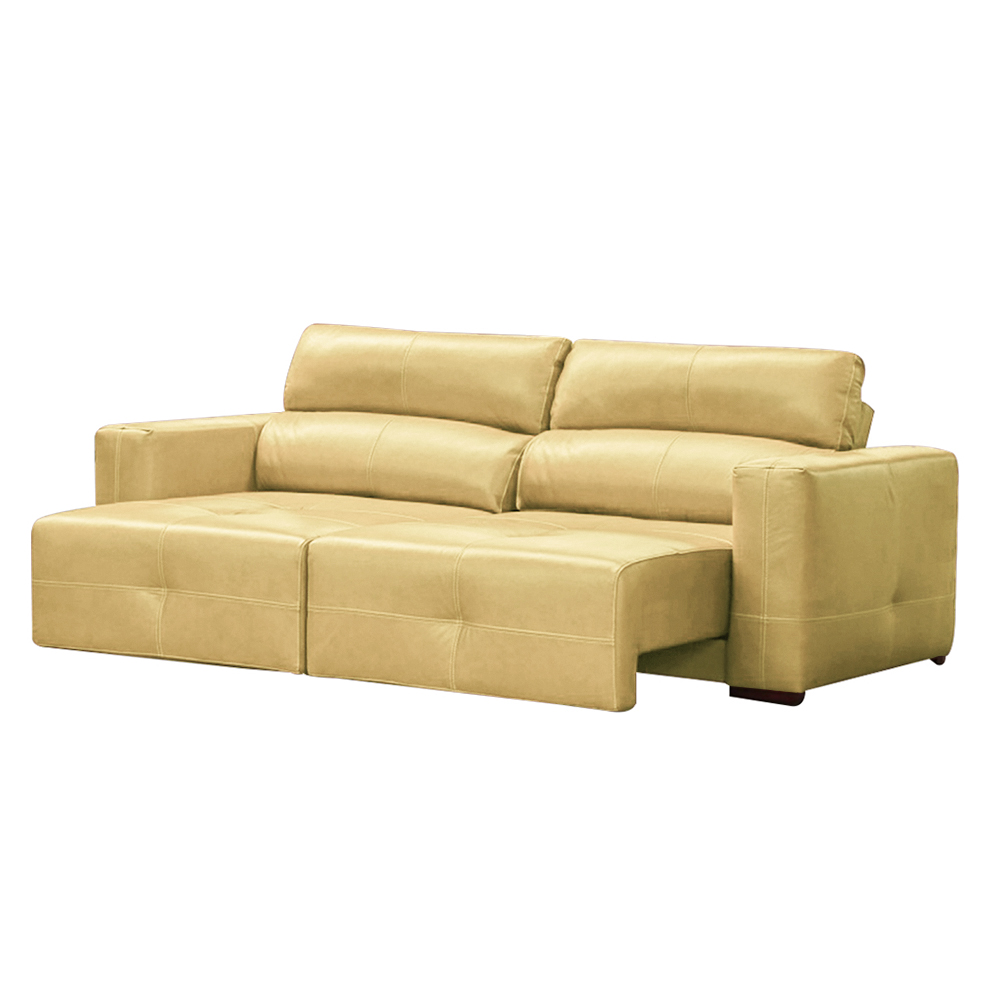 Sofá Decorativo Monica 3 Lugares Sala de estar 252cm Reclinável e Retrátil Couro Bege G40 - Gran Belo