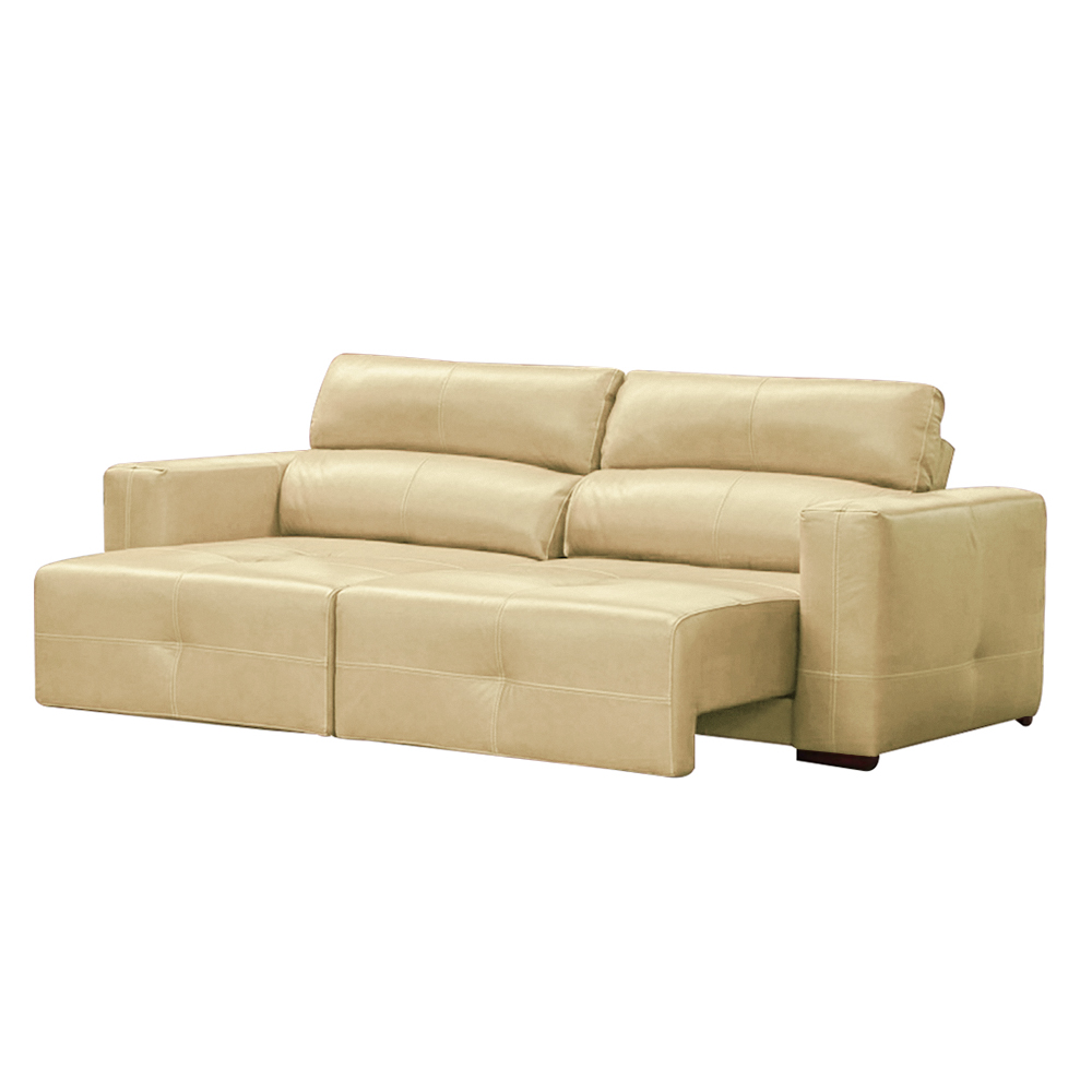 Sofá Decorativo Monica 3 Lugares Sala de estar 252cm Reclinável e Retrátil Couro Creme G40 - Gran Belo