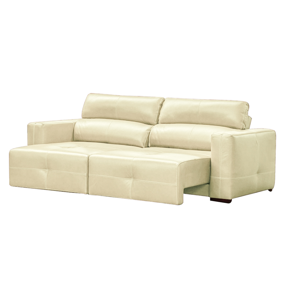 Sofá Decorativo Monica 3 Lugares Sala de estar 252cm Reclinável e Retrátil Couro Off White G40 - Gran Belo