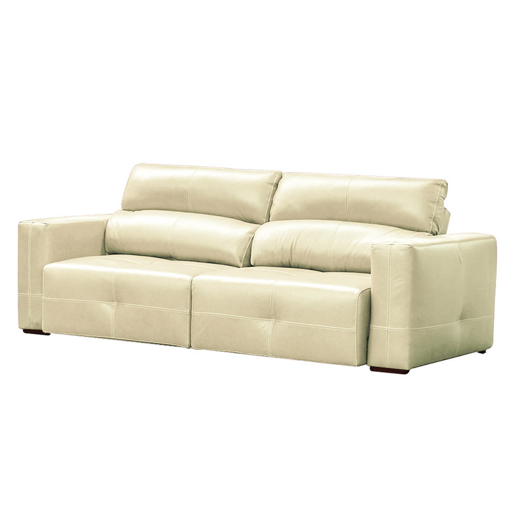 Sofá Decorativo Monica 3 Lugares Sala de estar 252cm Reclinável e Retrátil Couro Off White G40 - Gran Belo