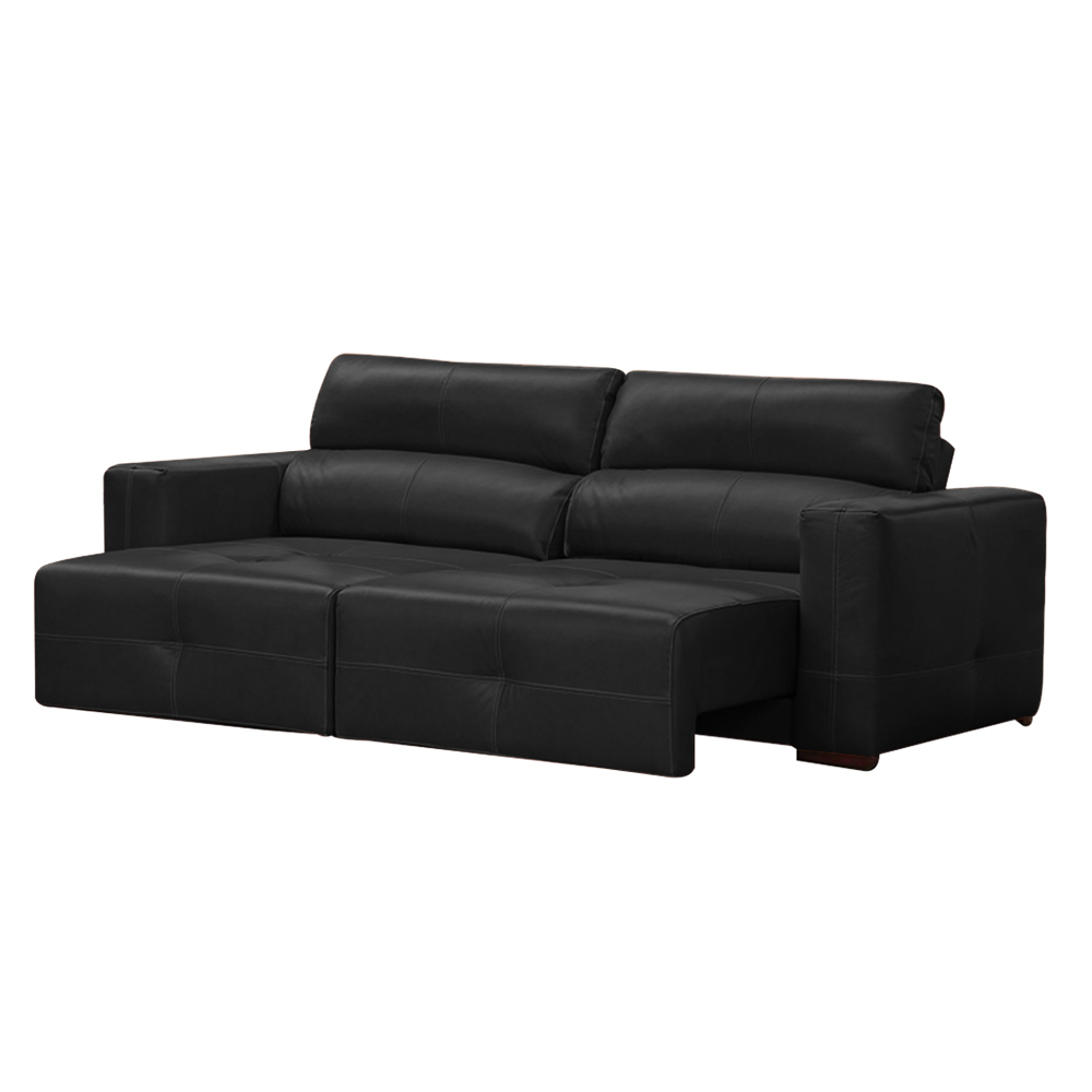 Sofá Decorativo Monica 3 Lugares Sala de estar 252cm Reclinável e Retrátil Couro Preto G40 - Gran Belo