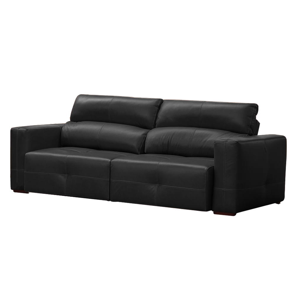 Sofá Decorativo Monica 3 Lugares Sala de estar 252cm Reclinável e Retrátil Couro Preto G40 - Gran Belo