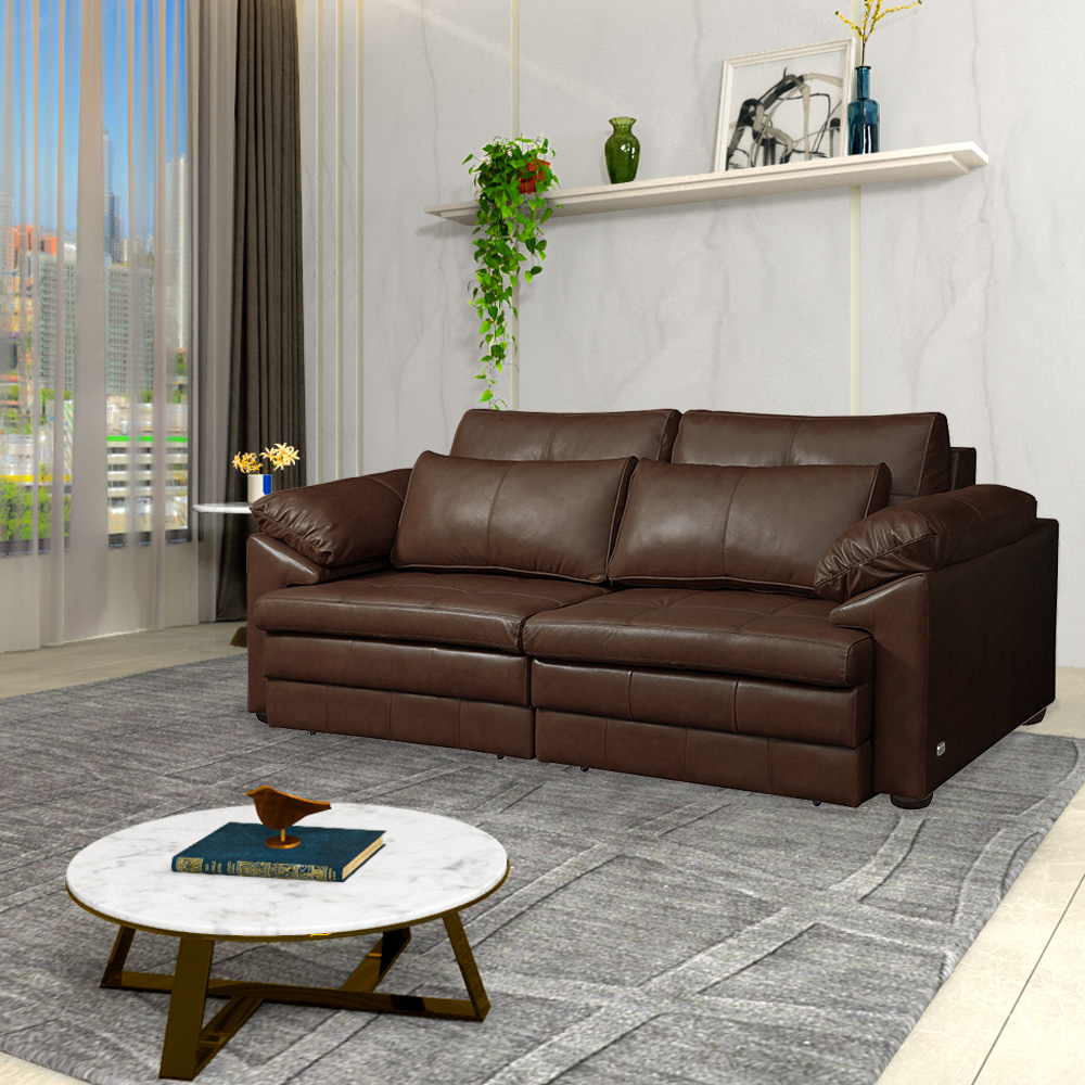 Sofá Decorativo Piece Bipartido Retrátil Sala de Estar 175cm Couro Caramelo G58 - Gran Belo