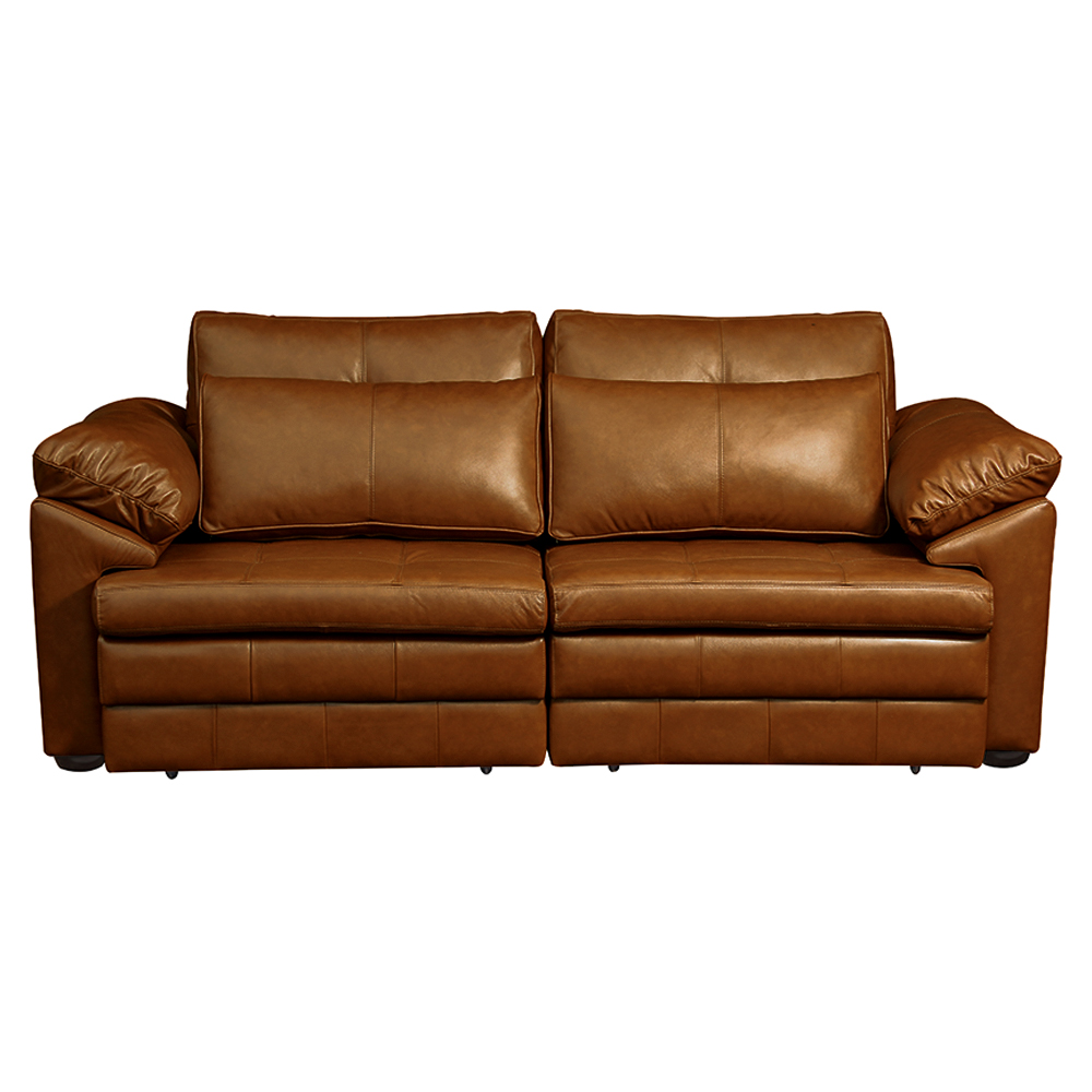 Sofá Decorativo Piece Bipartido Retrátil Sala de Estar 175cm Couro Conhaque G58 - Gran Belo