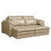 Sofá Decorativo Piece Bipartido Retrátil Sala de Estar 215cm Couro Bege G58 - Gran Belo