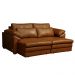 Sofá Decorativo Piece Bipartido Retrátil Sala de Estar 215cm Couro Conhaque G58 - Gran Belo