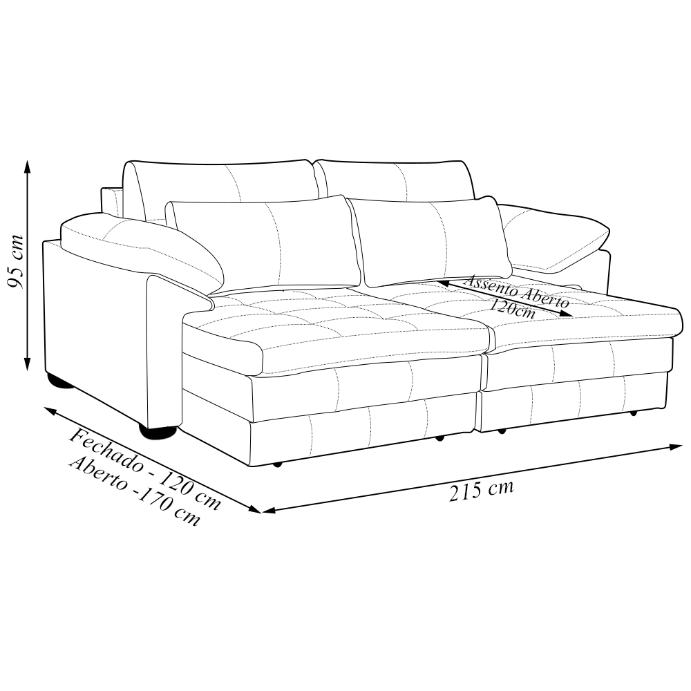 Sofá Decorativo Piece Bipartido Retrátil Sala de Estar 215cm Couro Conhaque G58 - Gran Belo