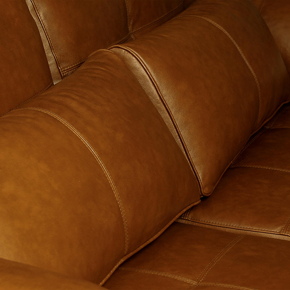 Sofá Decorativo Piece Bipartido Retrátil Sala de Estar 215cm Couro Conhaque G58 - Gran Belo
