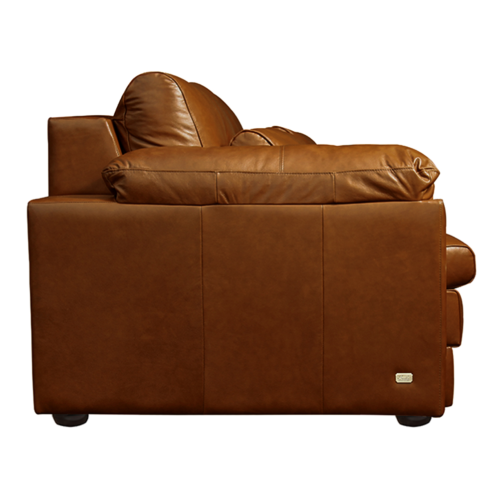 Sofá Decorativo Piece Bipartido Retrátil Sala de Estar 215cm Couro Conhaque G58 - Gran Belo