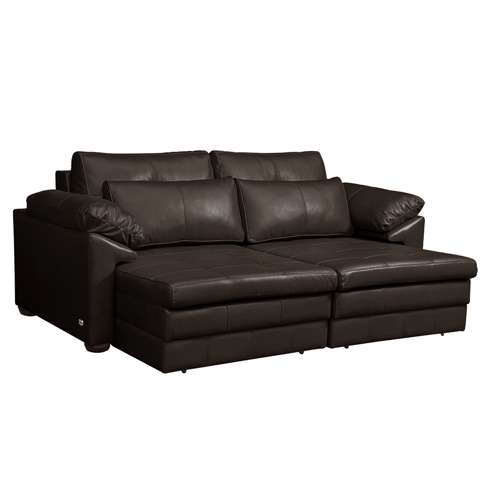 Sofá Decorativo Piece Bipartido Retrátil Sala de Estar 215cm Couro Marrom G58 - Gran Belo