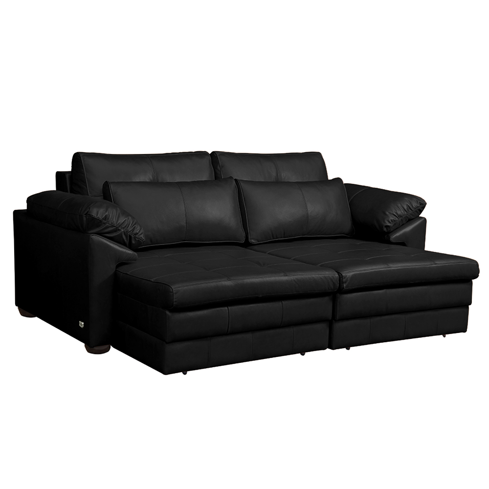 Sofá Decorativo Piece Bipartido Retrátil Sala de Estar 215cm Couro Preto G58 - Gran Belo
