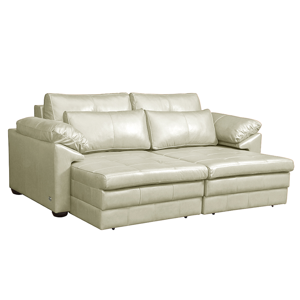 Sofá Decorativo Piece Bipartido Retrátil Sala de Estar 215cm Couro Tiza G58 - Gran Belo