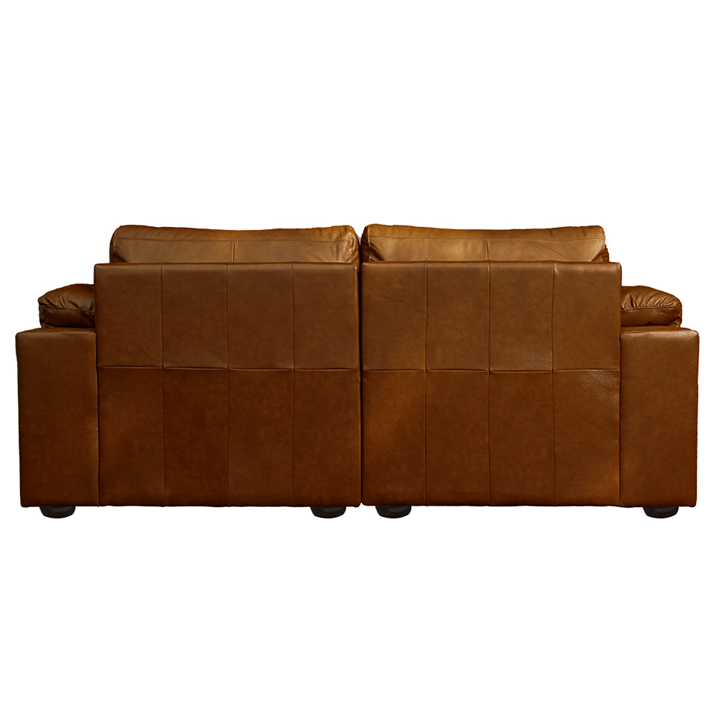 Sofá Decorativo Piece Bipartido Retrátil Sala de Estar 250cm Couro Conhaque G58 - Gran Belo