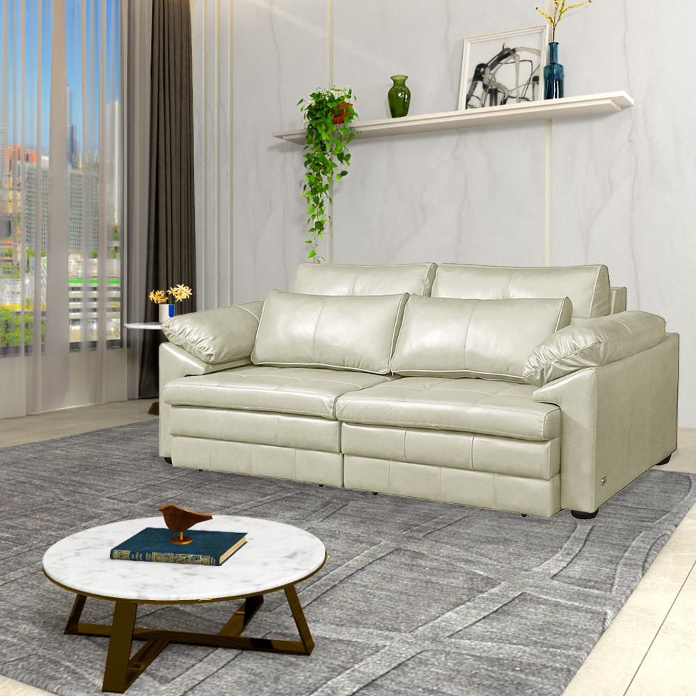 Sofá Decorativo Piece Bipartido Retrátil Sala de Estar 250cm Couro Tiza G58 - Gran Belo
