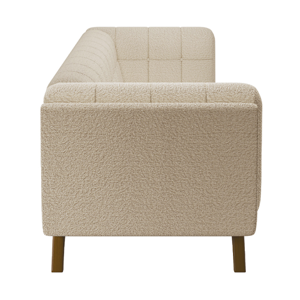 Sofá Decorativo Sala de Estar 180cm Rocket 2 Lugares Base Madeira Boucle Bege G45 - Gran Belo