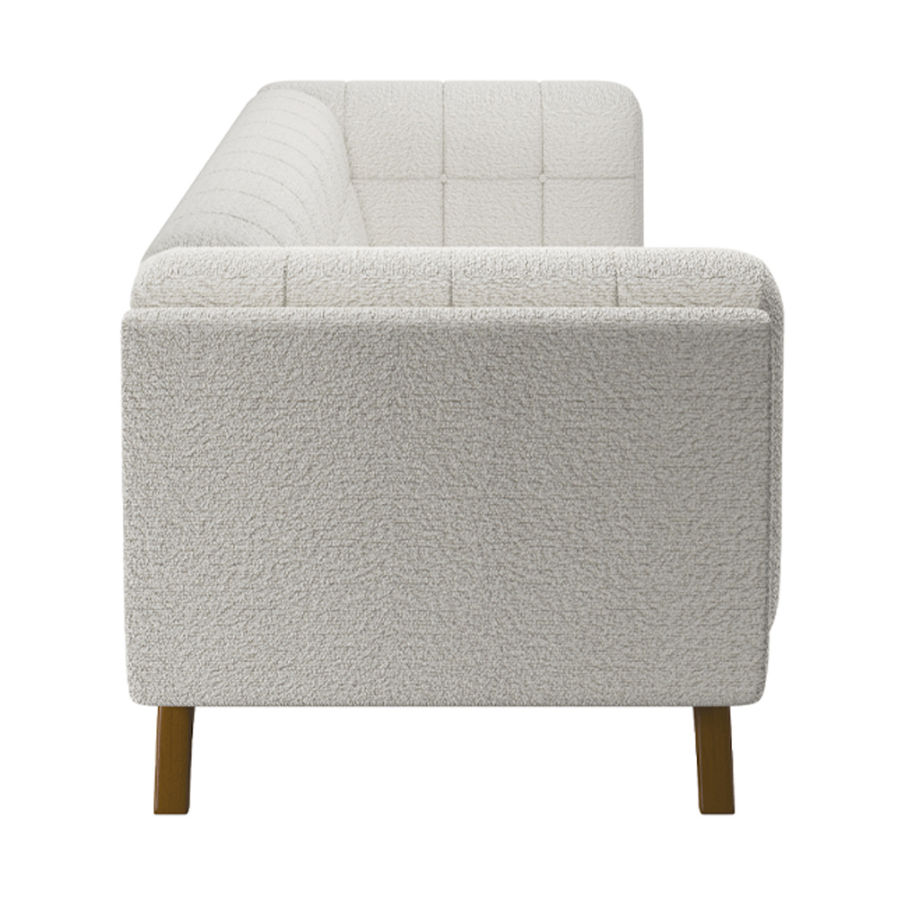 Sofá Decorativo Sala de Estar 180cm Rocket 2 Lugares Base Madeira Boucle Branco G45 - Gran Belo