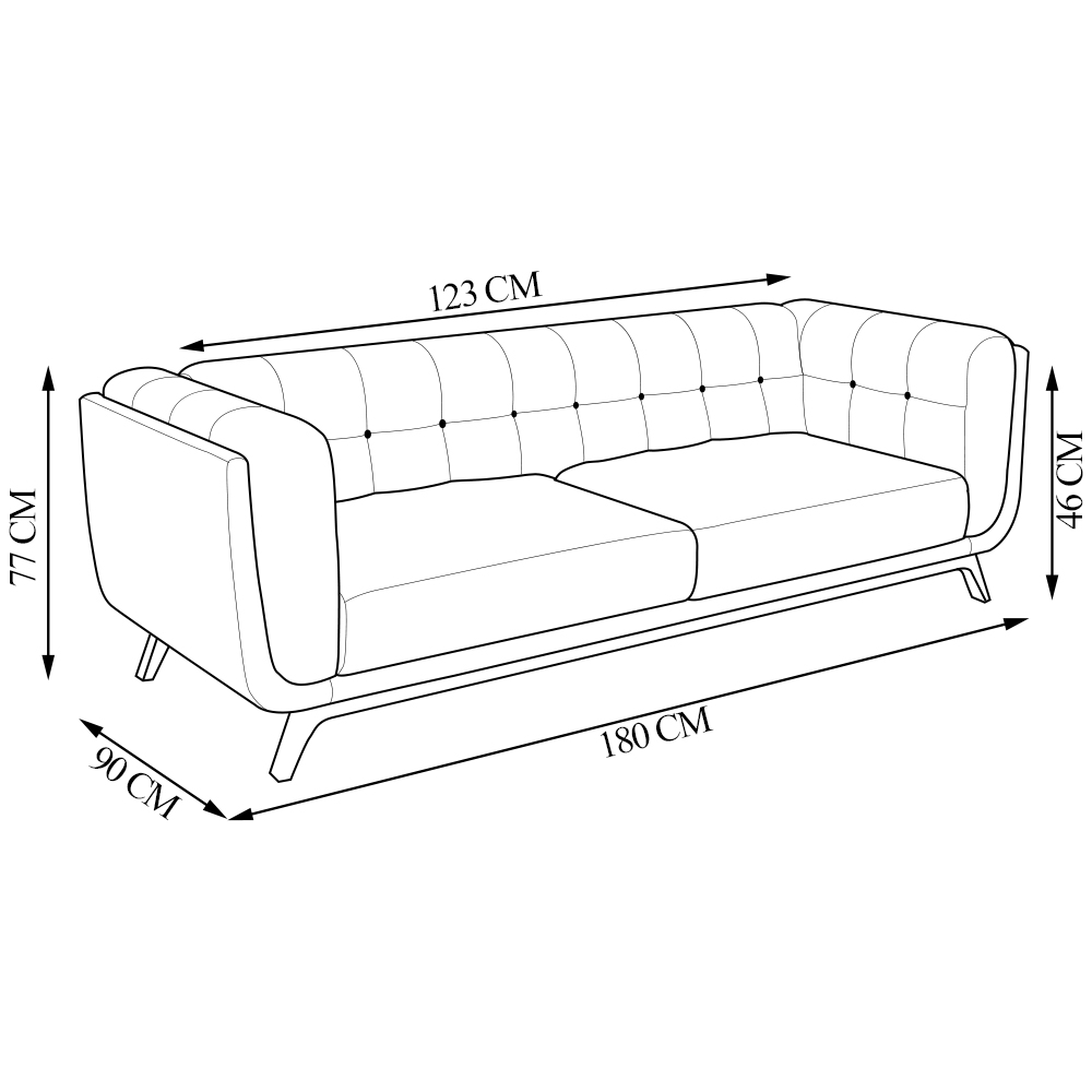 Sofá Decorativo Sala de Estar 180cm Rocket 2 Lugares Base Madeira Linho Off White G45 - Gran Belo