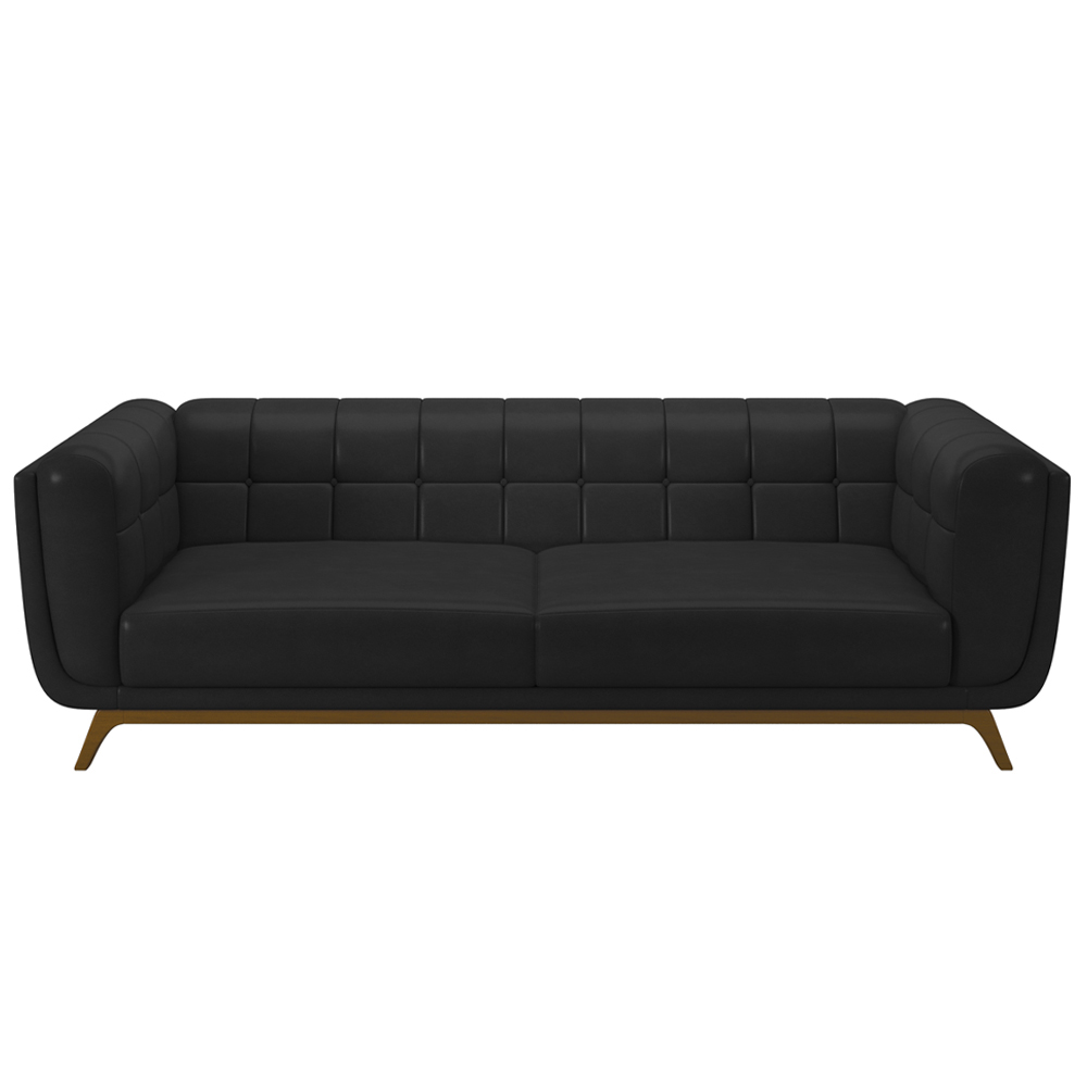 Sofá Decorativo Sala de Estar 180cm Rocket 2 Lugares Base Madeira PU Preto G45 - Gran Belo