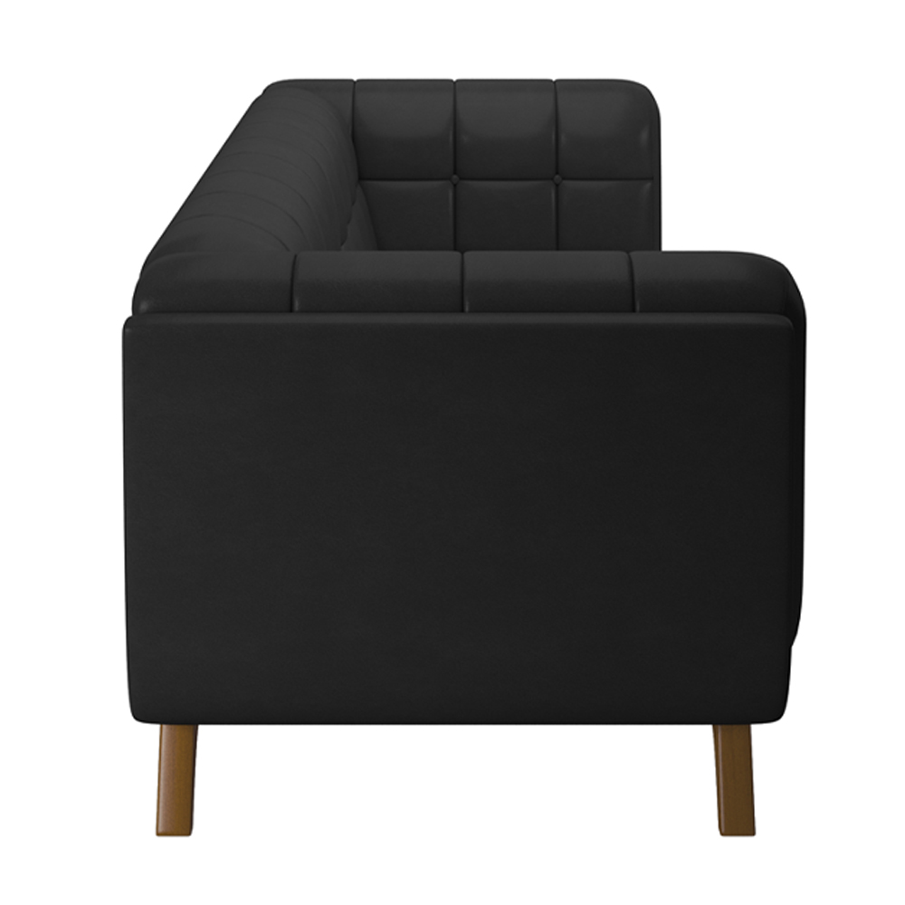 Sofá Decorativo Sala de Estar 180cm Rocket 2 Lugares Base Madeira PU Preto G45 - Gran Belo