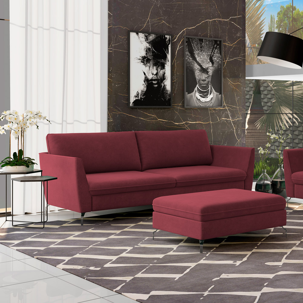 Sofá Decorativo Sala de Estar 190cm Olívia Suede Bordô G52 - Gran Belo