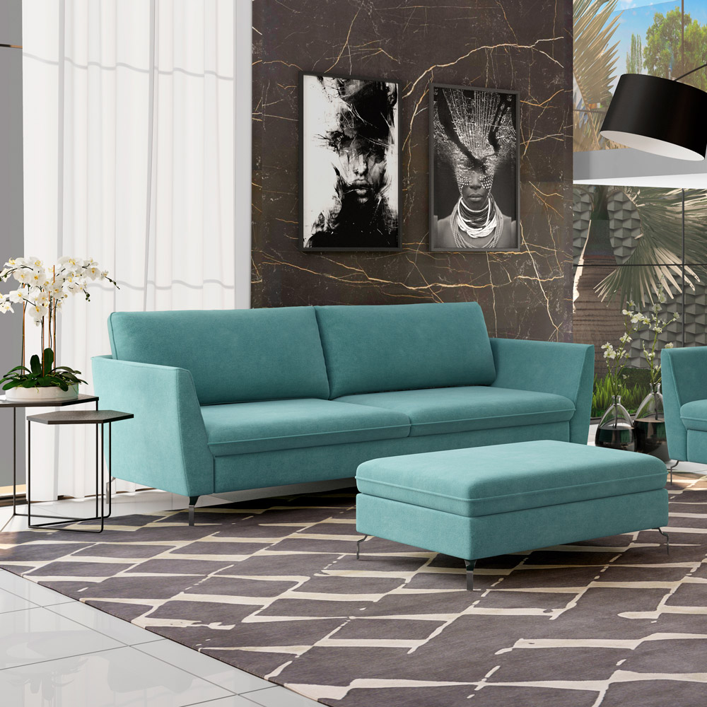 Sofá Decorativo Sala de Estar 190cm Olívia Suede Turquesa G52 - Gran Belo