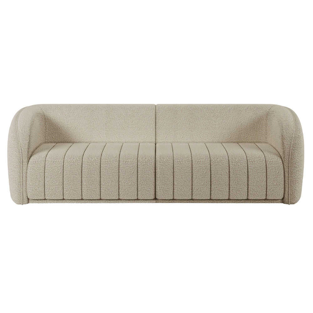 Sofá Decorativo Sala de Estar 252cm Adam 3 Lugares Boucle Bege G45 - Gran Belo