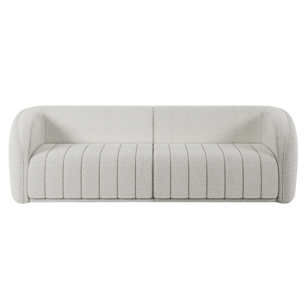 Sofá Decorativo Sala de Estar 252cm Adam 3 Lugares Boucle Branco G45 - Gran Belo