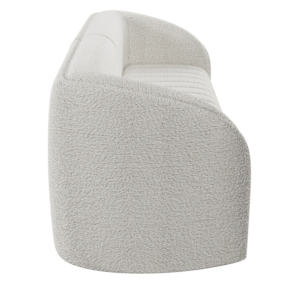 Sofá Decorativo Sala de Estar 252cm Adam 3 Lugares Boucle Branco G45 - Gran Belo