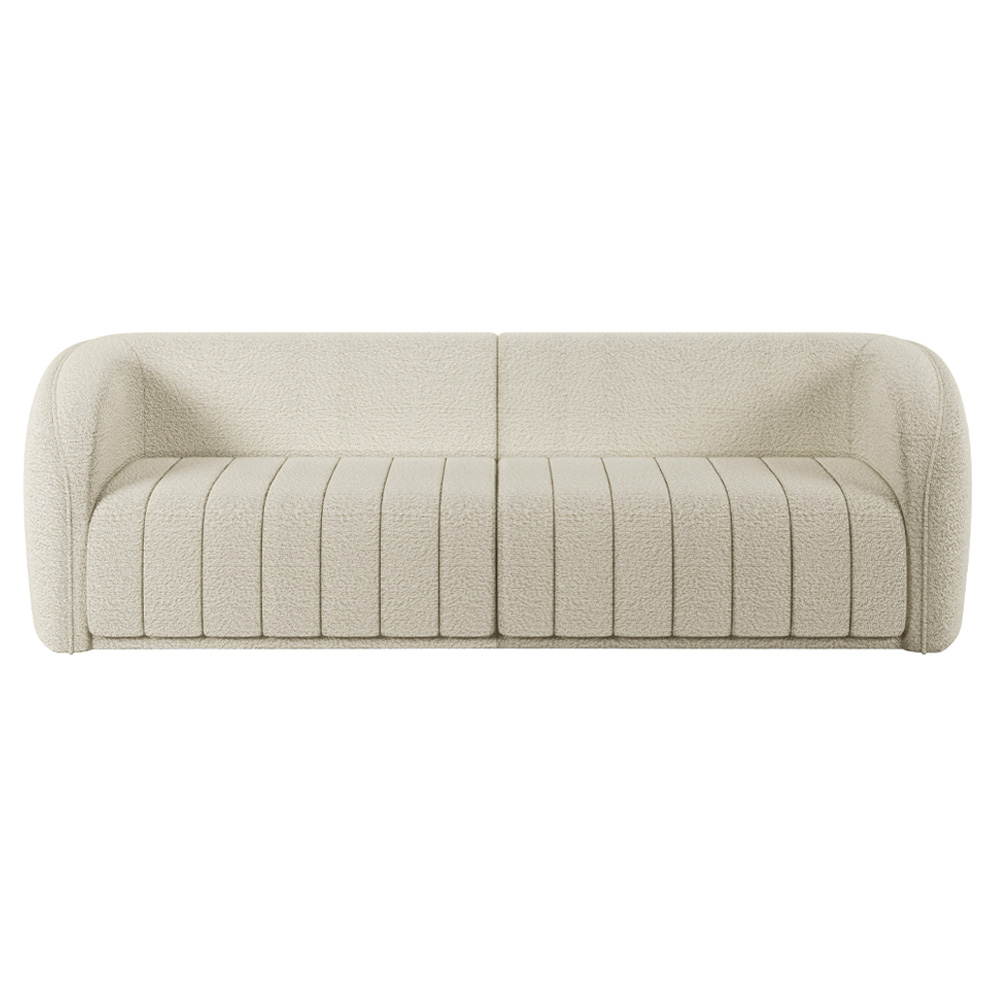 Sofá Decorativo Sala de Estar 252cm Adam 3 Lugares Boucle Off White G45 - Gran Belo