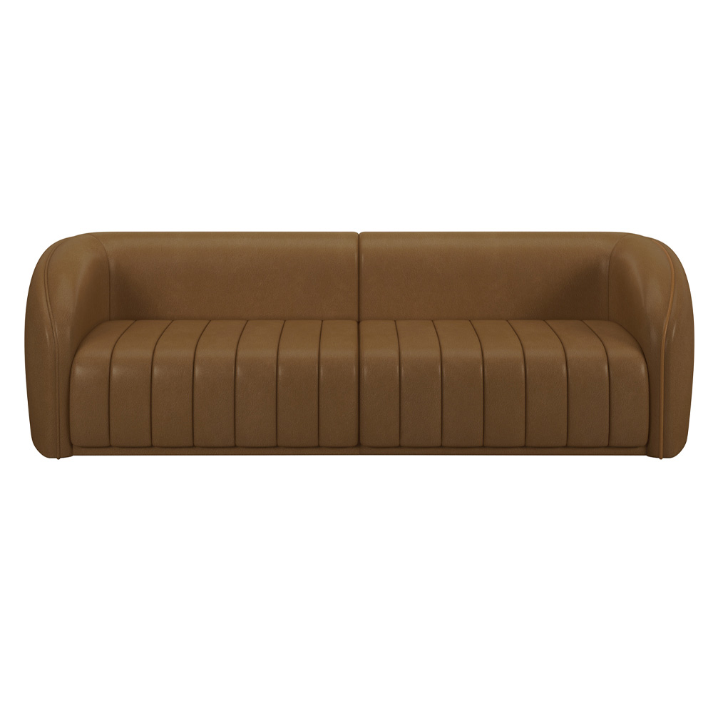 Sofá Decorativo Sala de Estar 252cm Adam 3 Lugares PU Caramelo G45 - Gran Belo