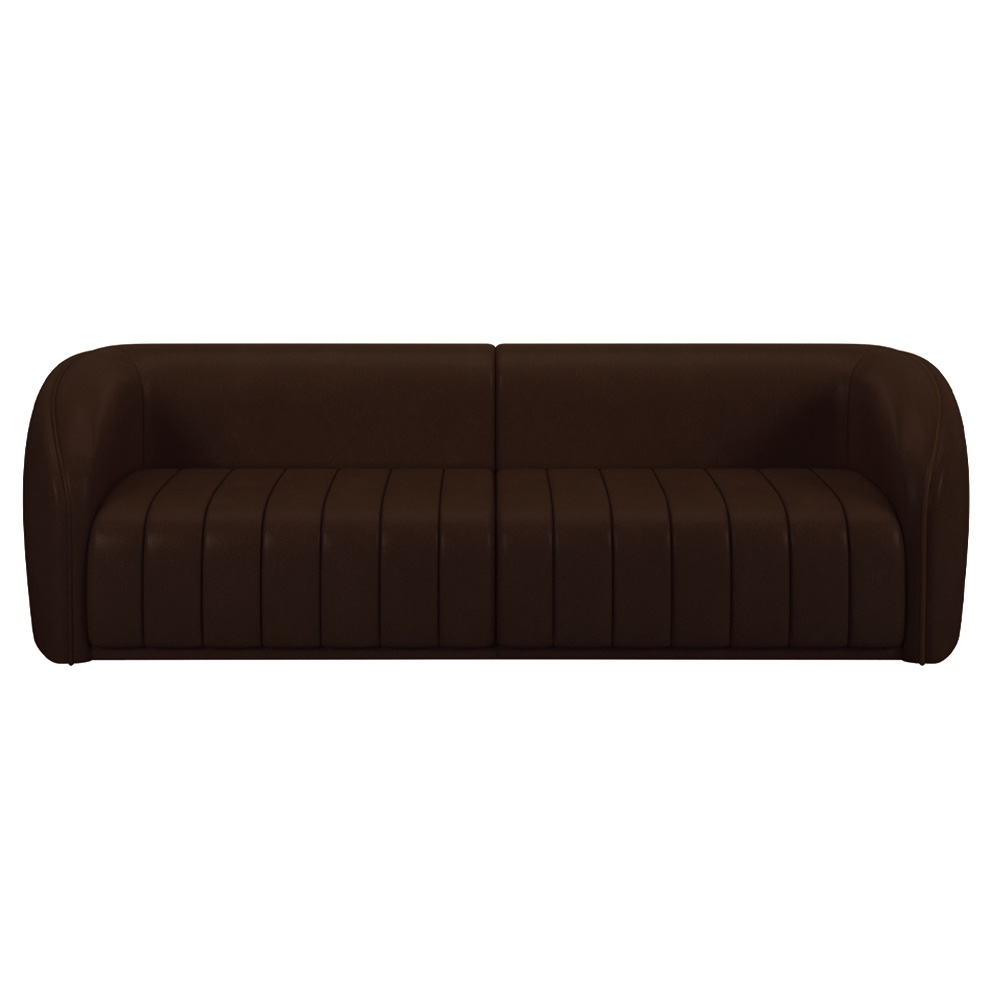 Sofá Decorativo Sala de Estar 252cm Adam 3 Lugares PU Marrom G45 - Gran Belo