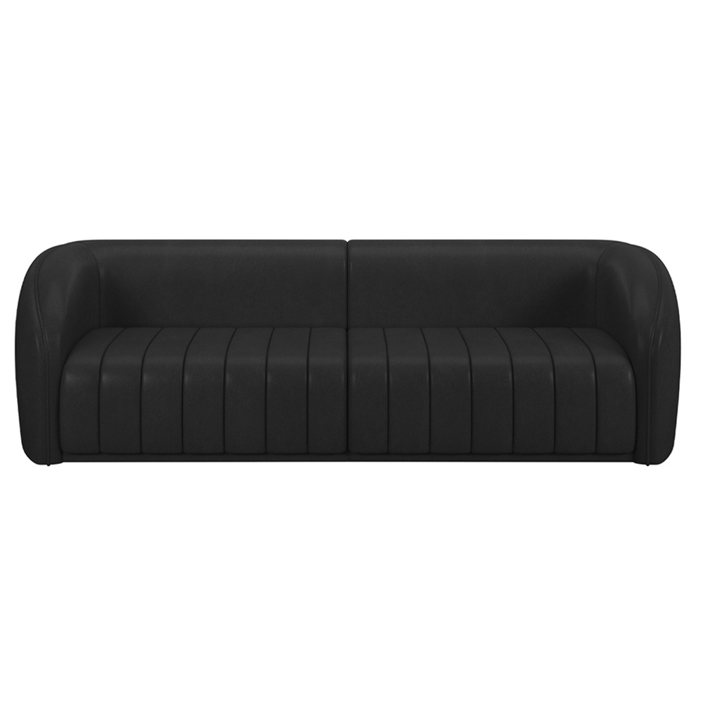 Sofá Decorativo Sala de Estar 252cm Adam 3 Lugares PU Preto G45 - Gran Belo