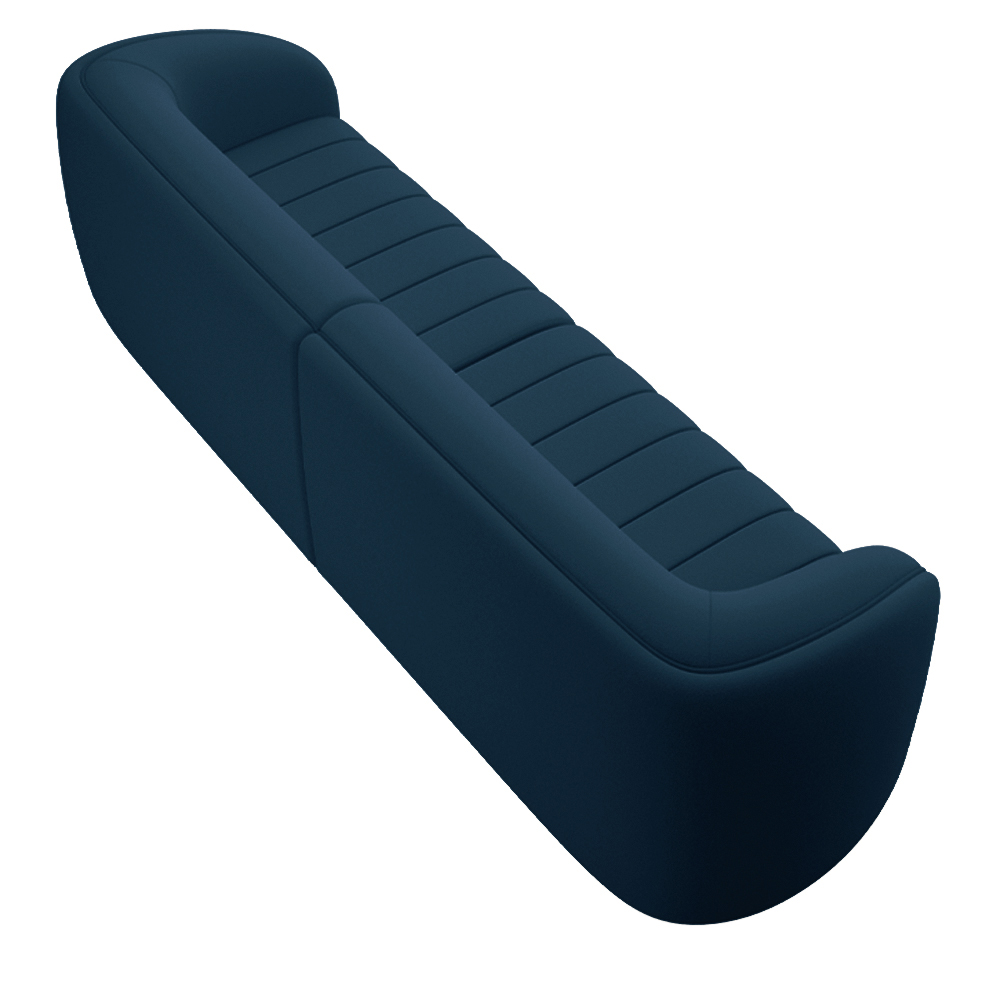 Sofá Decorativo Sala de Estar 252cm Adam 3 Lugares Veludo Azul Marinho G45 - Gran Belo