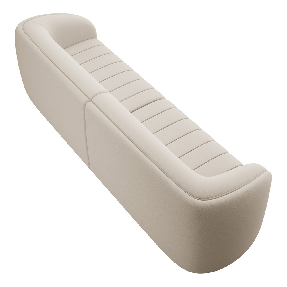 Sofá Decorativo Sala de Estar 252cm Adam 3 Lugares Veludo Bege G45 - Gran Belo