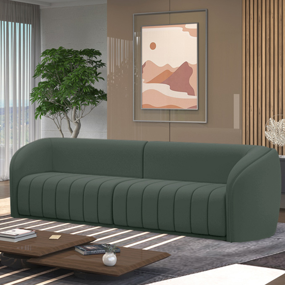 Sofá Decorativo Sala de Estar 252cm Adam 3 Lugares Veludo Cinza G45 - Gran Belo