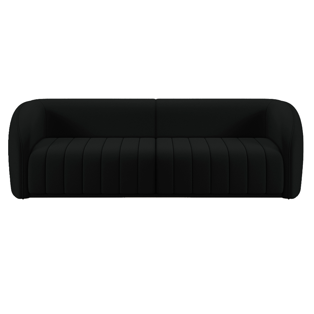 Sofá Decorativo Sala de Estar 252cm Adam 3 Lugares Veludo Preto G45 - Gran Belo