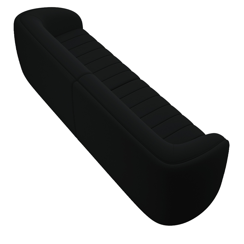 Sofá Decorativo Sala de Estar 252cm Adam 3 Lugares Veludo Preto G45 - Gran Belo