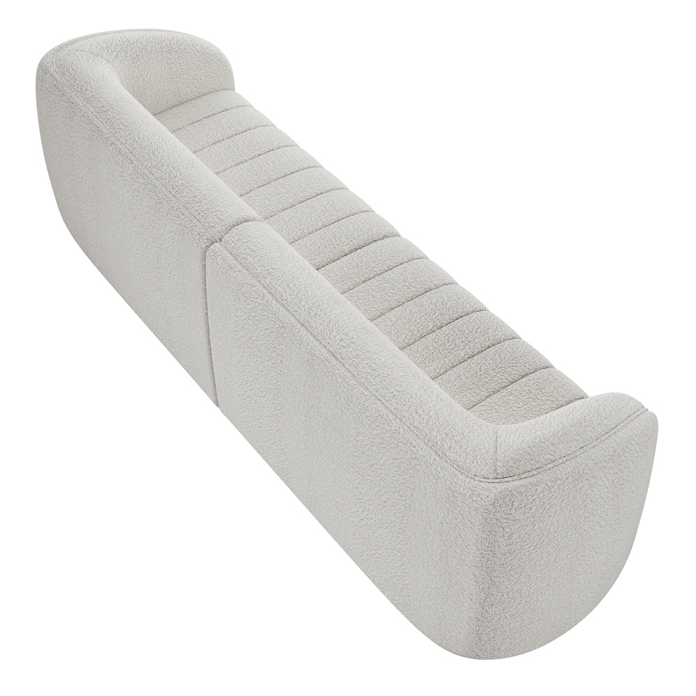 Sofá Decorativo Sala de Estar 332cm Adam 4 Lugares Boucle Branco G45 - Gran Belo