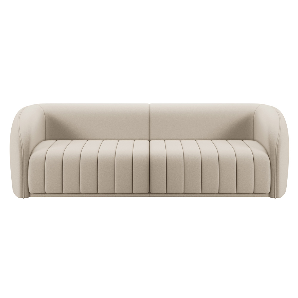 Sofá Decorativo Sala de Estar 332cm Adam 4 Lugares Veludo Bege G45 - Gran Belo