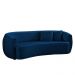 Sofá Decorativo Sala de Estar Curvo Esther 3 Lugares 210cm com Almofadas Pés em Madeira Linho Azul Marinho G89 - Gran Belo