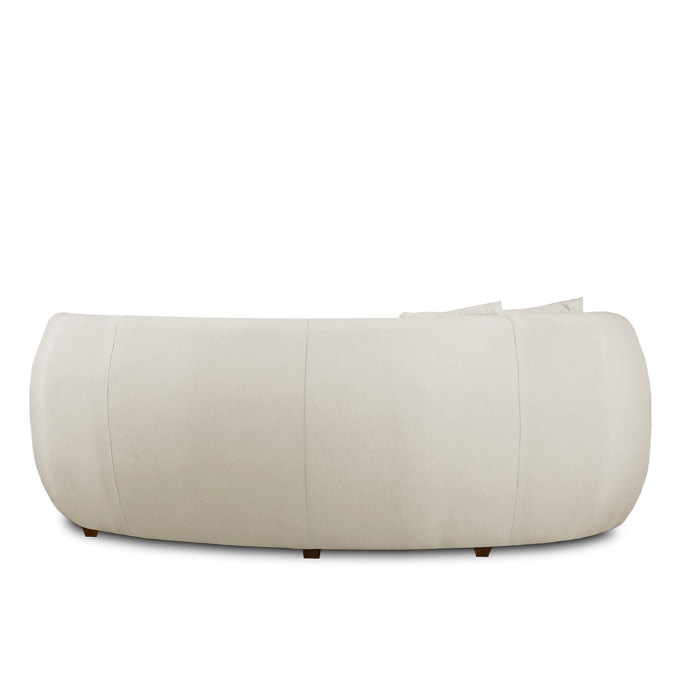 Sofá Decorativo Sala de Estar Curvo Esther 3 Lugares 210cm com Almofadas Pés em Madeira Linho Off White G89 - Gran Belo