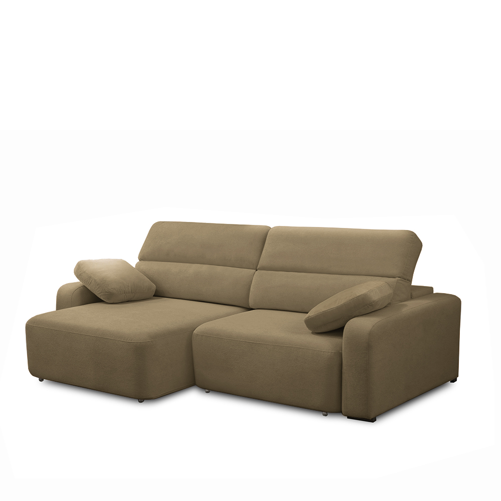 Sofá Decorativo Sala de Estar Ibiza 4 Lugares 280cm Reclinável e Retrátil Bouclê Castor G89 - Gran Belo