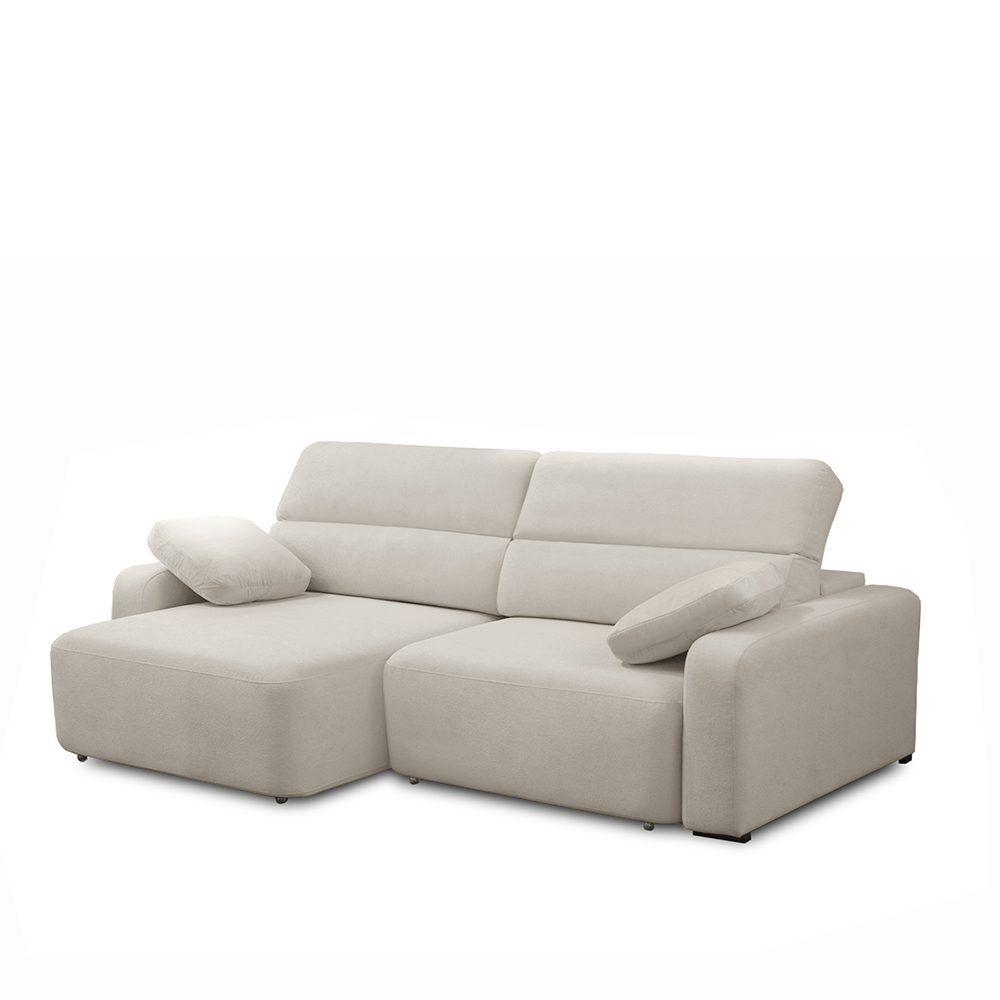 Sofá Decorativo Sala de Estar Ibiza 4 Lugares 280cm Reclinável e Retrátil Bouclê Off White G89 - Gran Belo