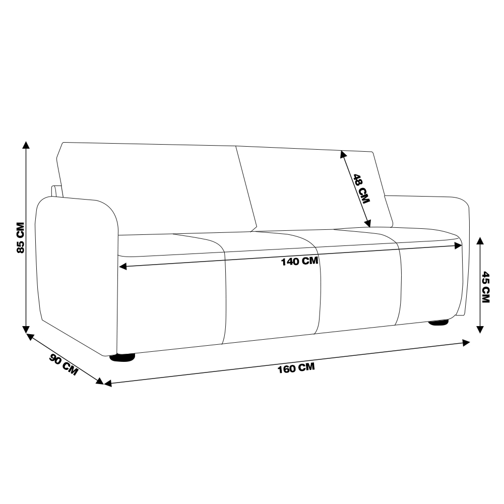 Sofá Decorativo Sala de Estar Lily 2 Lugares 160cm Couro Café G34 - Gran Belo