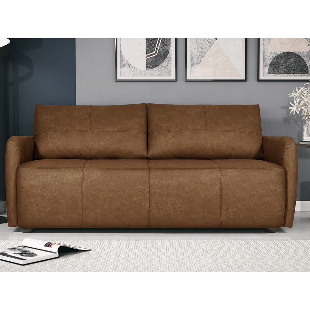 Sofá Decorativo Sala de Estar Lily 3 Lugares 220cm Couro Caramelo G34 - Gran Belo